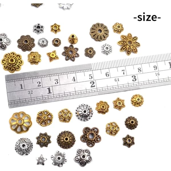 100g Legering Blomsterperlehatte Perlehatteender Afstandsperler Smykketilbehør til Smykkefremstilling, Blandede Farver