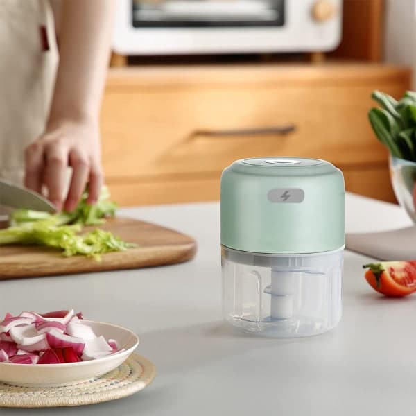 IC Elektrisk Mini-Madhakker, Elektrisk Hvidløgsprocessor, Mini Baby - Grøn - 250ml