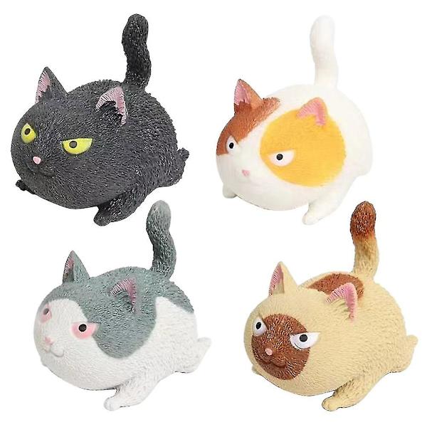 4 st Nyp Arg Katt Söt Djurleksak Kattformad Squeeze Stress Relief Ball Dekompressionsartefakt Vent Leksak Squeeze Djurleksaker Barnpresent