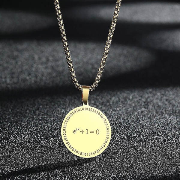 Rostfritt stål Euler S Identitet Matematik Ekvation Hänge Halsband Present Matematiska formler Smycken Kvantfysik Choker Guld-färg