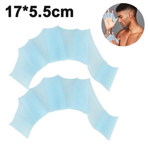 IC 1 par silikon Simning Hand Webbed Silikon Simutrustning fenor Hand Webbed Flippers för Snorkling Surfing Fitness - Blå - M