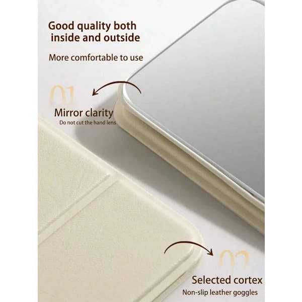 1 pc Portable Foldable Makeup Mirror - Compact Handheld Cosmetic Mirror (Travel/Dorm/Stocking Stuffer) white white