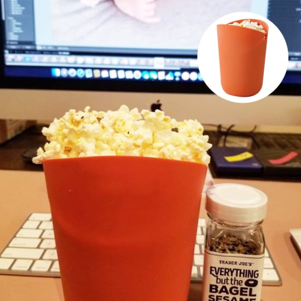 IC Mikrovågskål for hopfällbara popcorn oransje