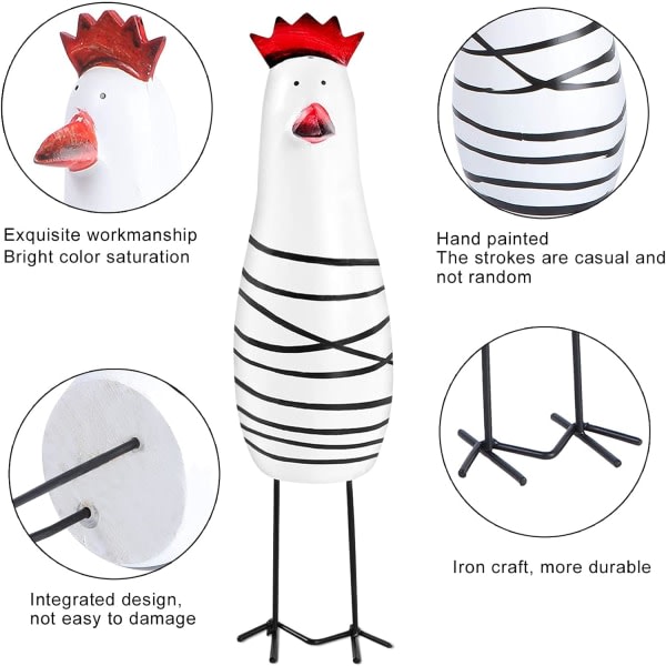 IC Trä Kylling Dekorasjon Figur Statuett Hjem Innredning Tilbehør Dyr Statuett For Stue Tre Søt Kylling Chook (Sett Med 3)