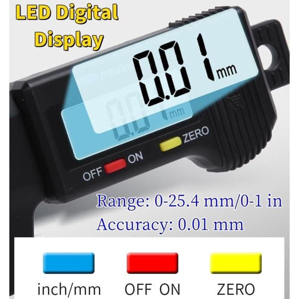 Digitalt däckdjupsmätare 0-25,4 mm LCD-display för bil motorcykel lastbil med mätområde