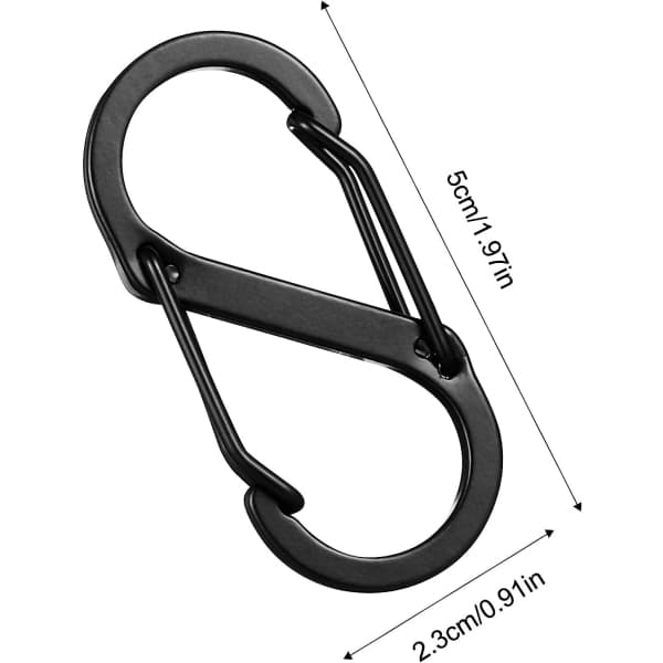 IC 10 st S-formade karbinhakar nyckelring, 2 öppna fjäderkrokar