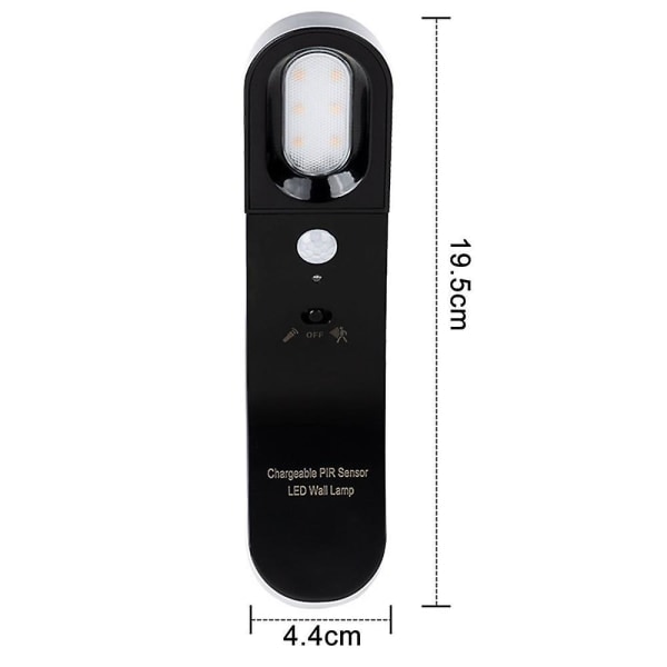IC Ihmiskehon sensorivalo Led Energiansäästävä yövalo Käytävä Kävely Infrarpunasensori USB-lataus yövalo (musta kuori - lämmin valo)