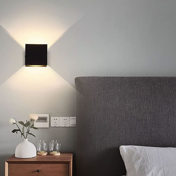 1 stk Moderne LED Aluminium Vægslampe Sort Firkantet Vægslampe 10 X 10 X 5 Cm Vandafvisende Egnet til Indendørs eller Udendørs til Stue Værelse Soveværelse Ais