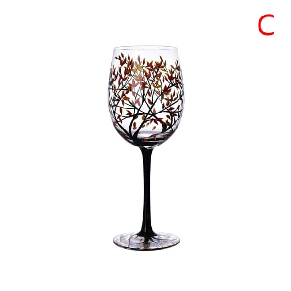 IC Fire Seasons Trees Vinglass Goblet Kreativ Trykt Glass C Onesize