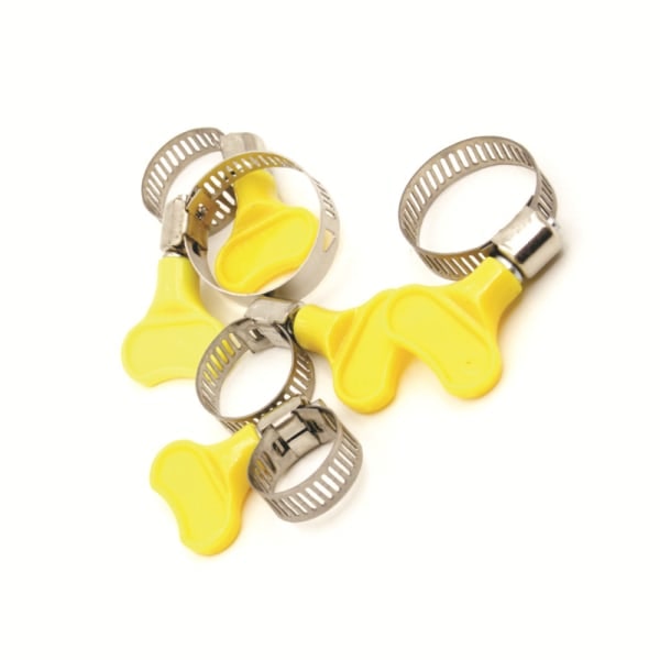 IC-paket med 10 slangklämmor i rostfritt stål, 25-40 mm med vingmutter (25-38 mm gul) | 9 mm slangklämma för pool, tvättmaskin, bil