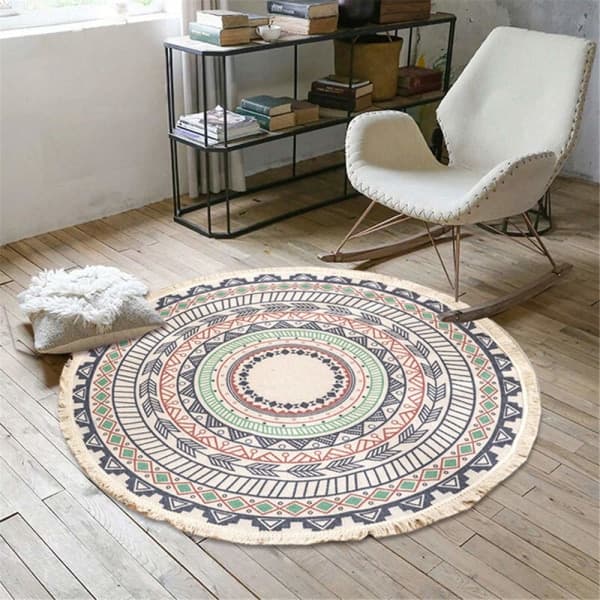 IC Rund Mandala Matta - Bomuld - Boheme Stil - Diameter: 90 cm