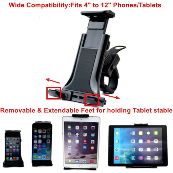 IC Gymstyre Indendørs på Træningscykler og Løbebånd og Rattholder til 3,5-12\" Tablets/Mobiltelefoner (til 7,9-11,9\" iPad)