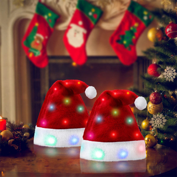 Julmössa med LED-lamppu Rolig tomtehatt Plysch fuskpäls Xmas Hat Adults(väri) 1kpl