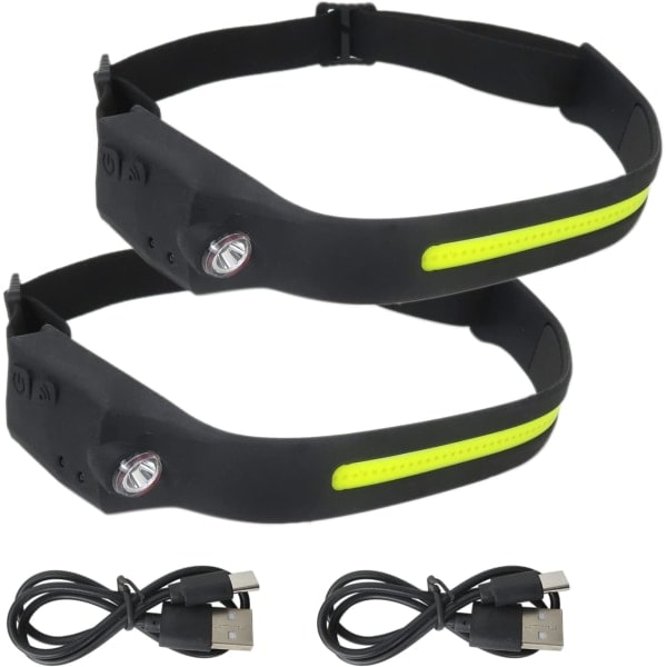 IC 2-pack LED-uppladdningsbara strålkastare Ficklampa COB 230° bredstrålkastare med rörelsesensorkontroll, vattentäta utomhusstrålkastare för cykling