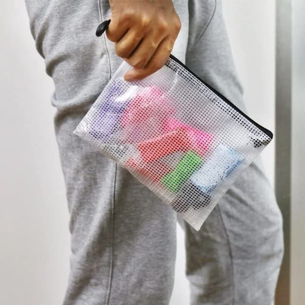 6 stk. A6 net lynlåsposer, plastik lynlåsmapper til kontorkvitteringer og kosmetik, sort, 6 x 4,5 tommer