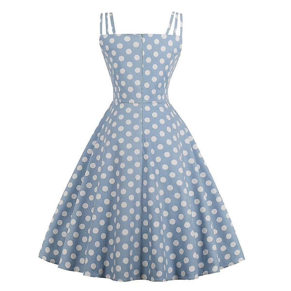 Hepburn Retro Rockabilly Ermeløs Party Swing Kjole Blå 4XL