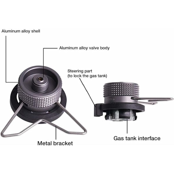 2 ST Campingkök Adapter Aluminiumlegering Portabel Lättvikt Automatisk Avstängning Camping Gas Adapter Konverterare för Skruv Butanbehållare Gaspatron
