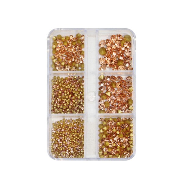 IC 10-box med 6 fack med nagelsmycken i strass