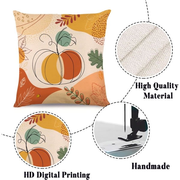 IC Boho høstpumpa dekorative putetrekk 18 x 18 tommer sett med 4, Boho abstrakt pumpa lønneblader Thanksgiving
