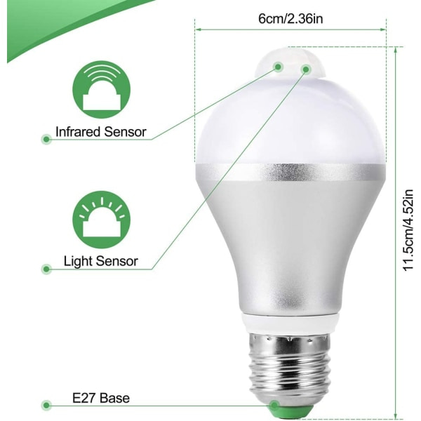 IC LED E27 PIR Bevægelsessensor Pærer, 15W Smart Lys