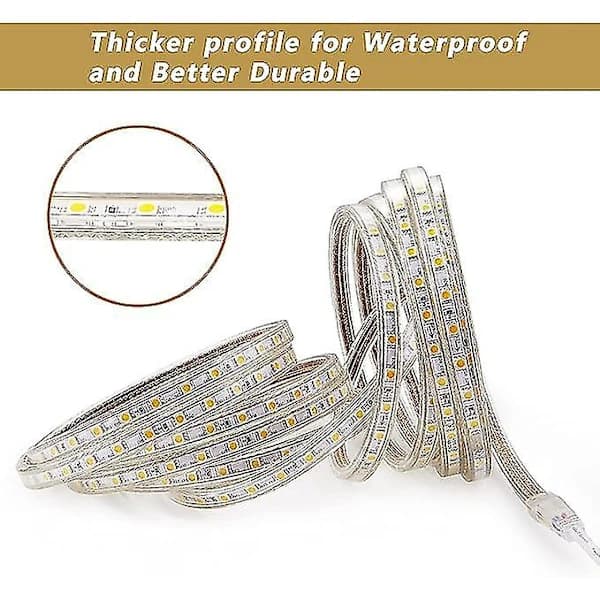 Vanntett Ip67 5050 Led-stripe Med Bryter - Varmhvit, 5m Meter
