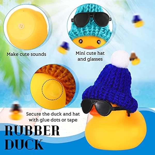 48 stk Mini Gummianka med 48 stk Solbriller og 48 stk Huer Sæt, Gummi Ducky Badelegetøj Dusch Anka Badekar Legetøj til Fødselsdag P null none