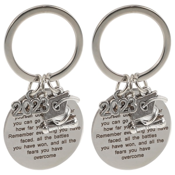 2 st Mejuri smycken Inspirerande examensnyckelring Nyckelringar i rostfritt stål Bilnyckelhänge（5,8x2,9cm，silver） IC