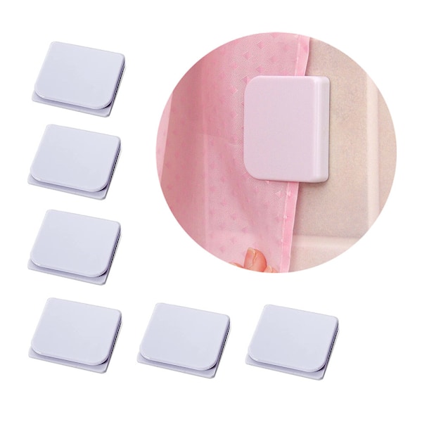 6-pak vindsikkert stop-guard clips, brusekabinegardinbeskytter