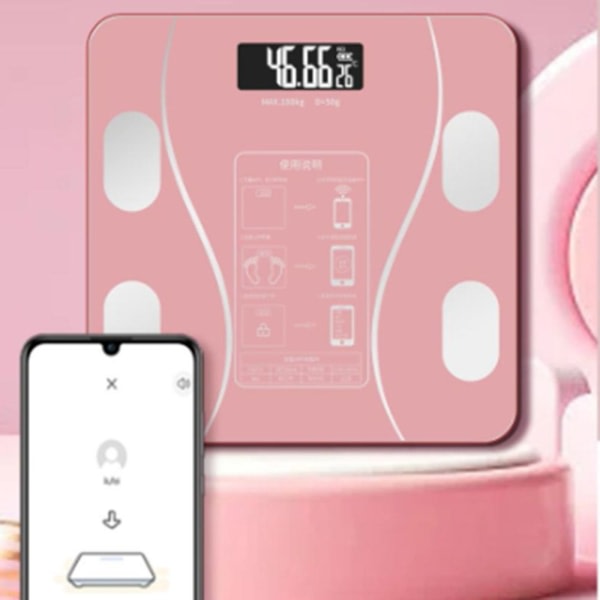 IC Digital baderomsvåg Kroppsfett BMI-monitor ROSA Rosa
