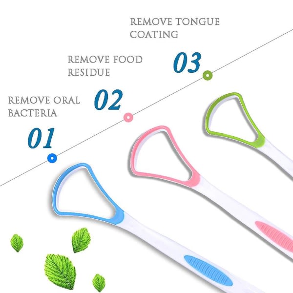 IC [mjuk silikon] 3-delad set för tungskrapa - Premium orala skrapor för effektivt botemedel mot dålig andedräkt - Kompletta sopningssatser