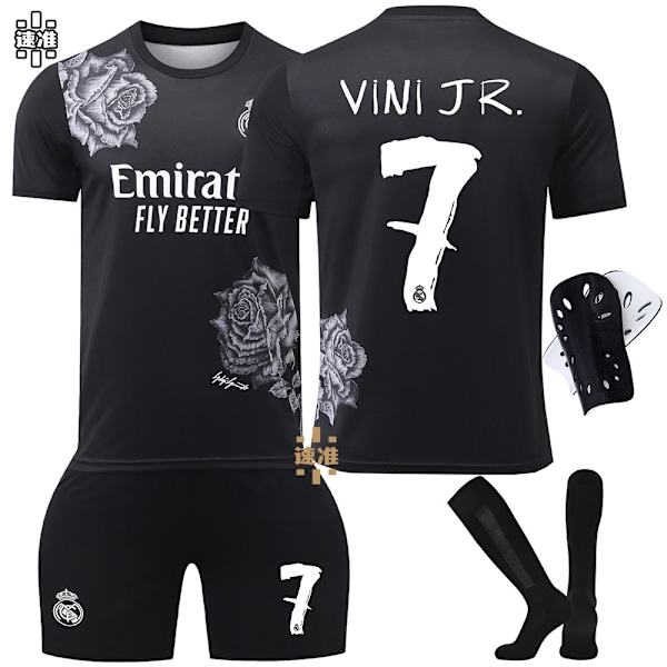 24-25 Real Madrid Y3 Fotbollsset nr 7 C Ronaldo Vinicius 5 Bellingham 10 Mbappe Utan strumpor storlek 7 No socks size 7 No socks size 7 26 yards
