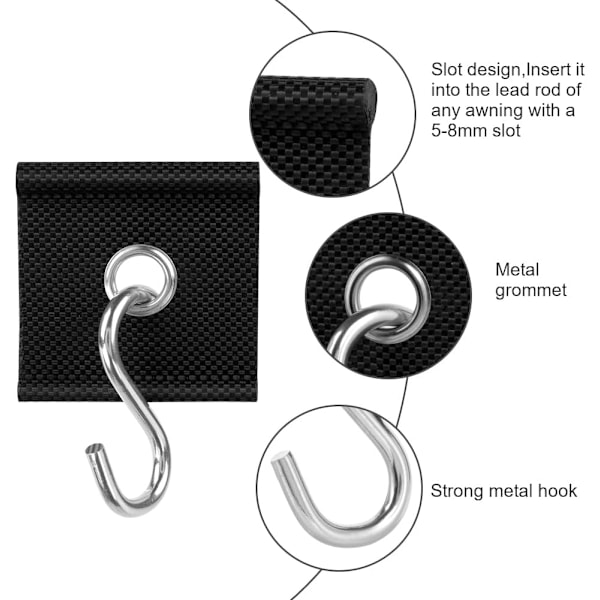 6-delt campingtelt krog, egnet til 5/6mm – 7/8mm skinner, egnet til autocampere, campingvogne