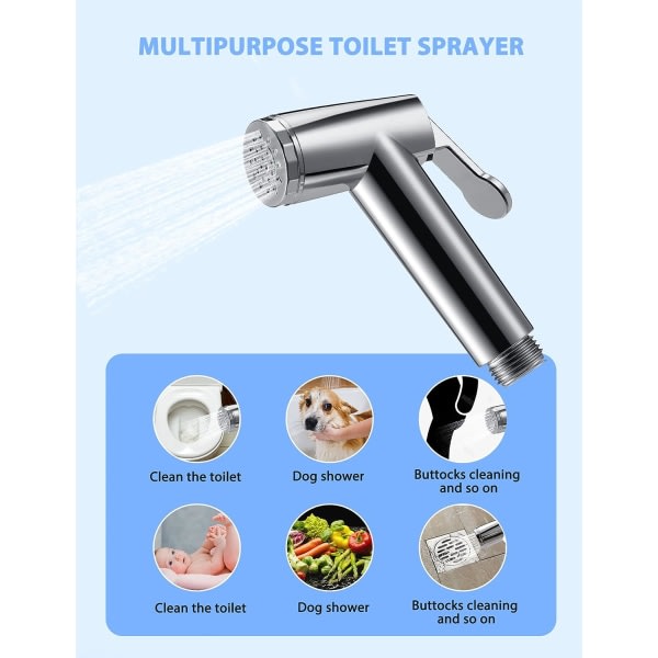 IC 2 stk Ultralett Neti Potty Toalettsprøyte Rustfritt Håndholdt Neti Potty Sprayer Stoff Baderomssprøyte for Kjøkken og Toalett