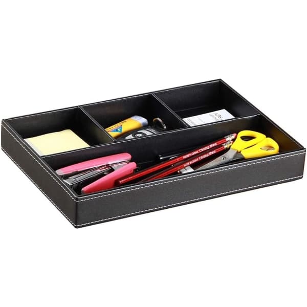 IC Serveringsbrett Herr nattbord Organizer 4 rom PU-lær