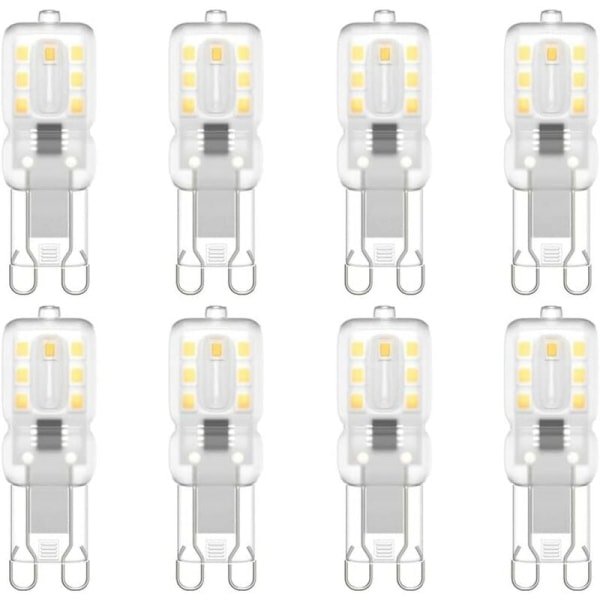 IC 8-pakke G9 LED-pærer, G9 LED 220V Naturvit 5500K 3W Halogen-ekvivalent 30W [Energiklasse E]