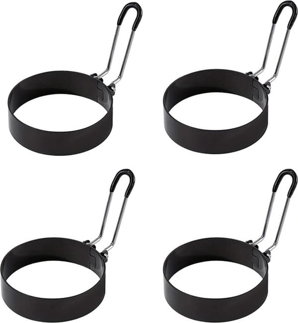 4-delt - Stegt - æggeform - Æggeringssæt - Stegte - æggeforme - rustfrit - stål - pandekageform - Æggebageform - Køkkenbageform