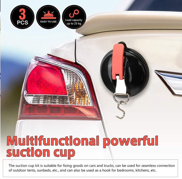 Pieces - Suction Cup Hooks - Strong - Suction Cups - Camping - Multifunctional - with - 6 - S - Sunshade - Outdoor Use - Strong