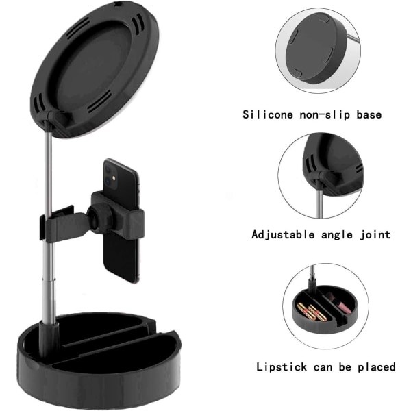 IC LED-ringlys Foldbar Fyldlys med Spejl Mobiltelefon