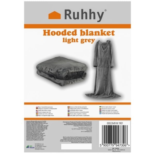 Snug Rug - Stor Huvtröja med Huva - Filt Grey grå