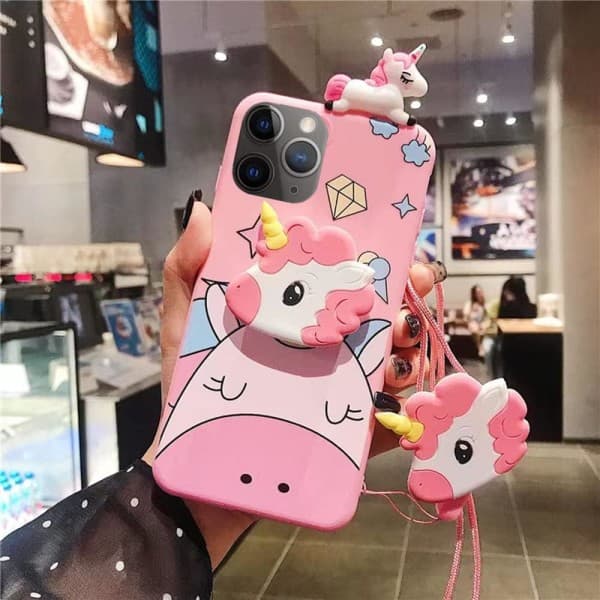 Unicorn-deksel for iPhone 11 Pro 5,8\", 3D tegneseriedesign Søtt elastisk støttefutteral, iPhone 11 Pro-deksel (Unicorn)