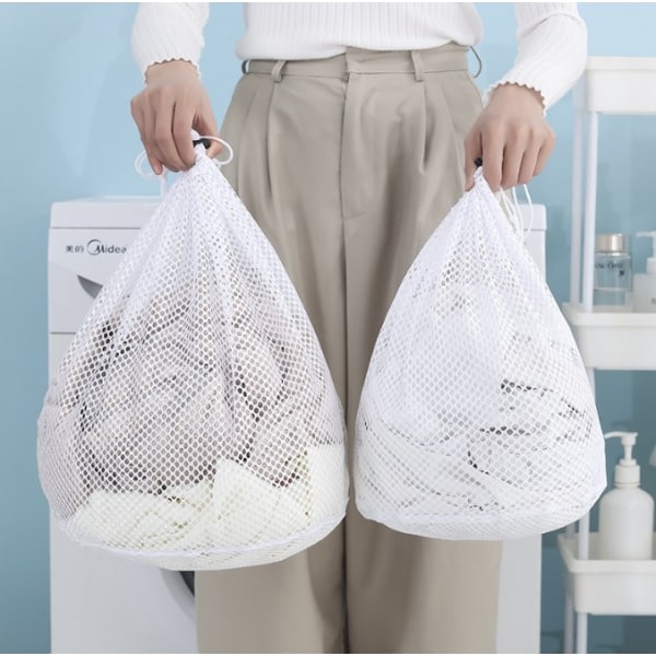 IC 3 stk Mesh Rund Bunn 40*50 Trekksnor Vaskpose Finmasket Mesh Stor Vasknettlomme
