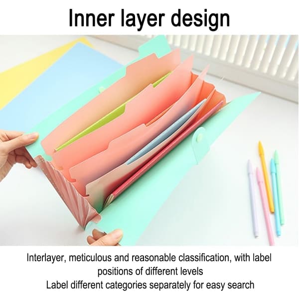 IC Brev A4-papper Expanderande fil Mappfickor Dragspelsfil Rosa