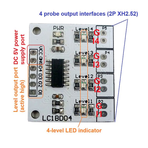 IC DC 5V 4 Digital vannvæskenivåindikator kortsensor for F A