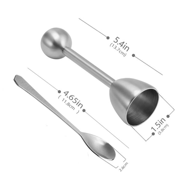 IC Egg Cracker Topper Cutter Set, Rustfritt Stål Skallfjerner Separator Inkluderer 2 Eggkopper, 2 Skjeer, 1 Topper Cutter