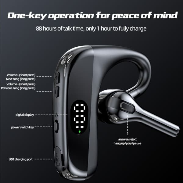 IC 88 timers samtaletid Bluetooth 5.3 HeadsetLang batteritid for bedrifter Trådløse hodetelefoner