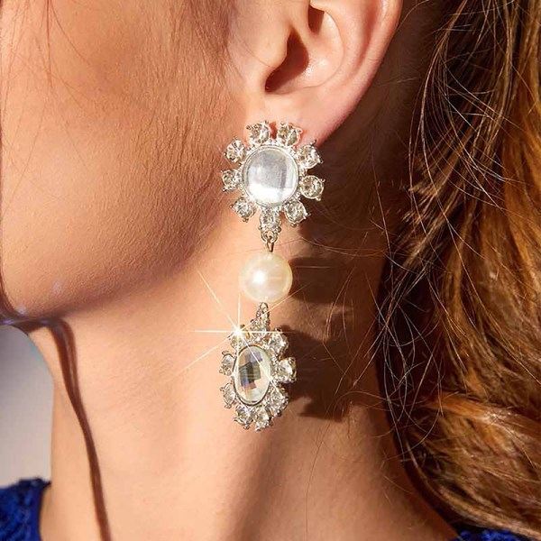 IC 1 par Mode Diamant Overdrevne Krystal Øreringe Rhinestone