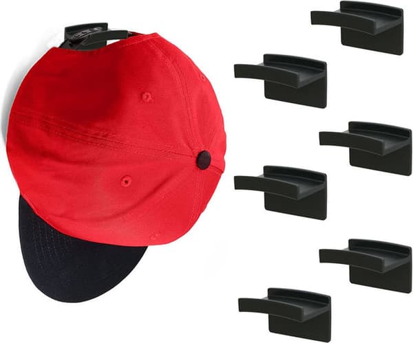 12-pack - Self-adhesive - Strong - Hat Hangers - Cap Holder - Cap Organizer - Hat Holder - Baseball Cap - Home - Black