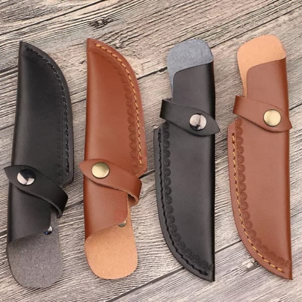 Knivslida i Läder 22 cm med Bältesfäste Svart One Size