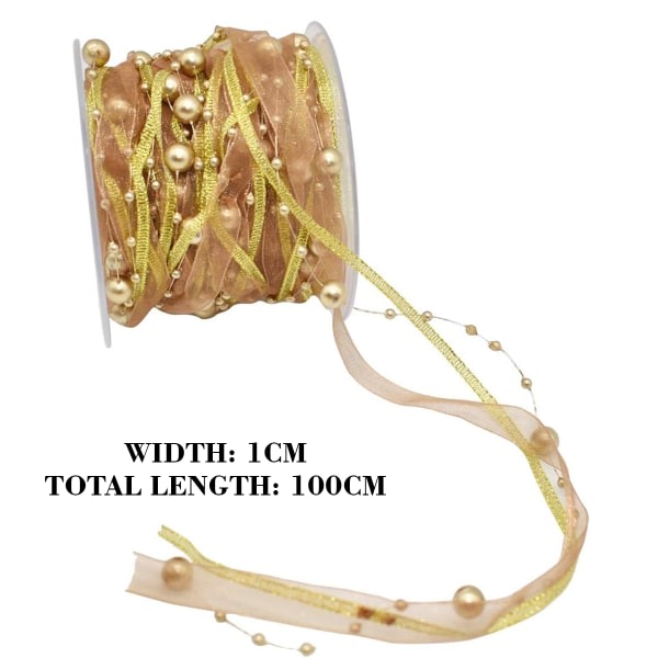 IC 10M artificiell pärla chiffongband ja organza spetsband golden