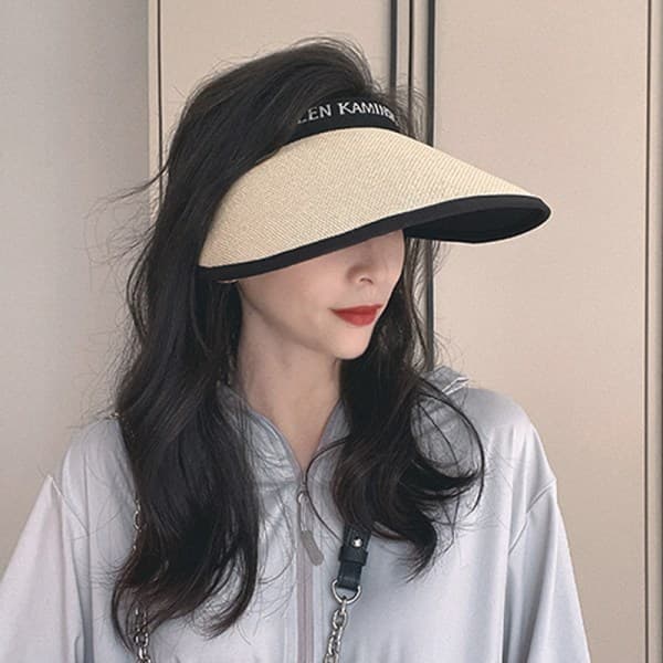 IC Sommer Stråhatter Dame Strand UV-sikker Tom Topp Sol Beige